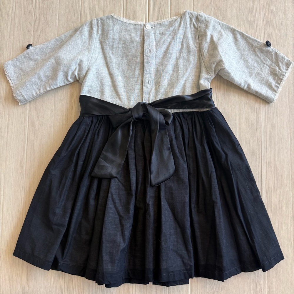 WELL DRESSED WOLF Black Surprise Dress Linen Neutral Boutique Size 4t - Picture 3 of 4